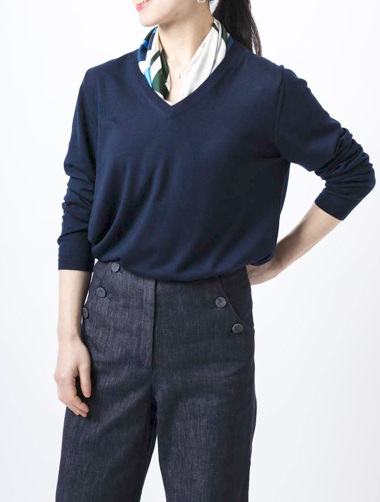 【20%OFF】ウールVネックプルオーバーKN12