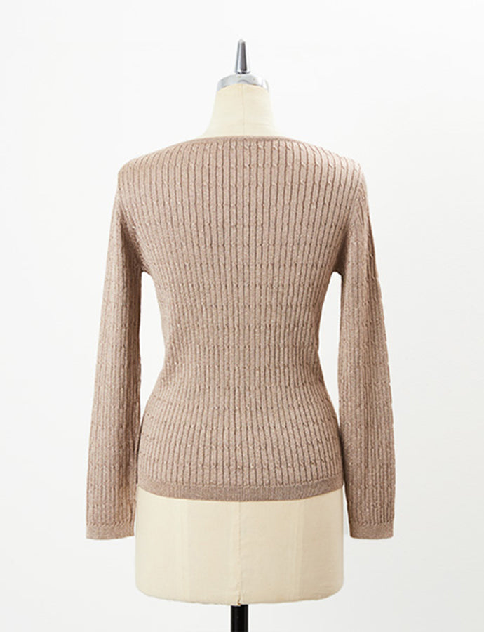 ケーブル柄ラメプルオーバーKN32