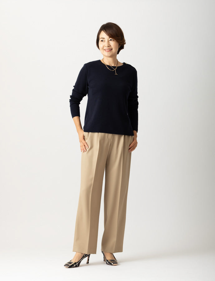 肩ボタンクルーネックプルオーバーKN40