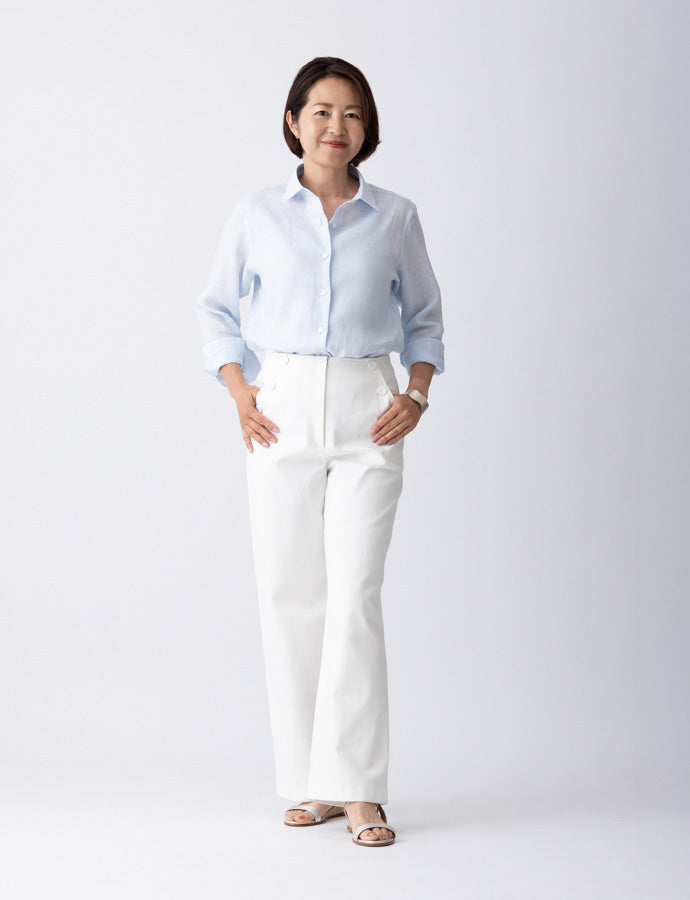 【美品】  madameH CLOSET / マダムエイチクローゼット | リネン スタンダードシャツ | 36 | ホワイト | レディース 美品】 madameH CLOSET / マダムエイチクローゼット | リネン
