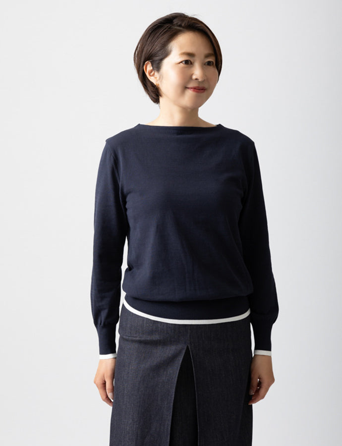 コットンボートネックプルオーバーKN41 – madameH CLOSET