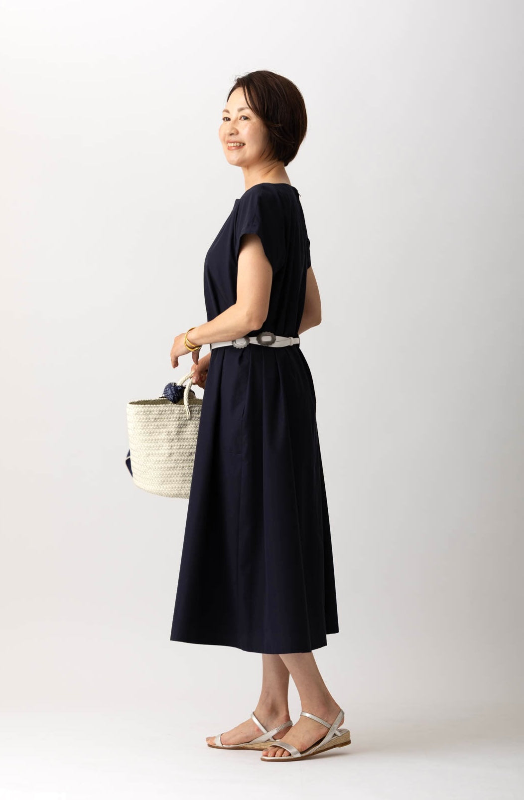 【10,000円OFF】洗えるスクエアネック半袖ワンピースMH181