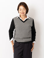 【20%OFF】千鳥格子VネックプルオーバーKN39