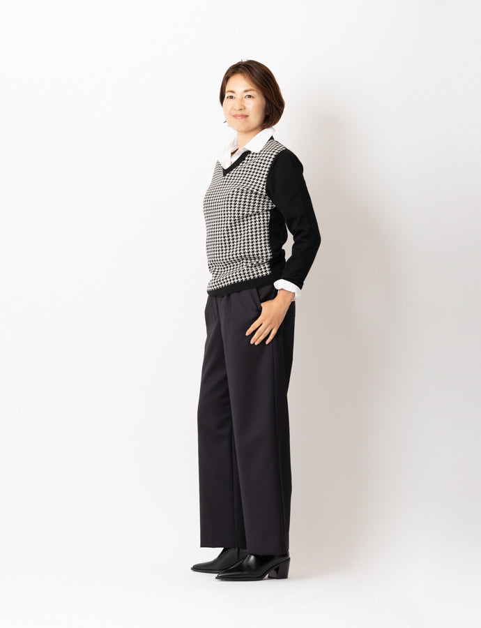 【20%OFF】千鳥格子VネックプルオーバーKN39