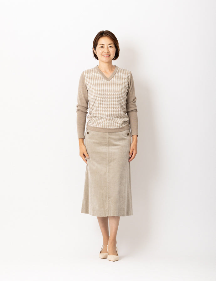【20%OFF】千鳥格子VネックプルオーバーKN39