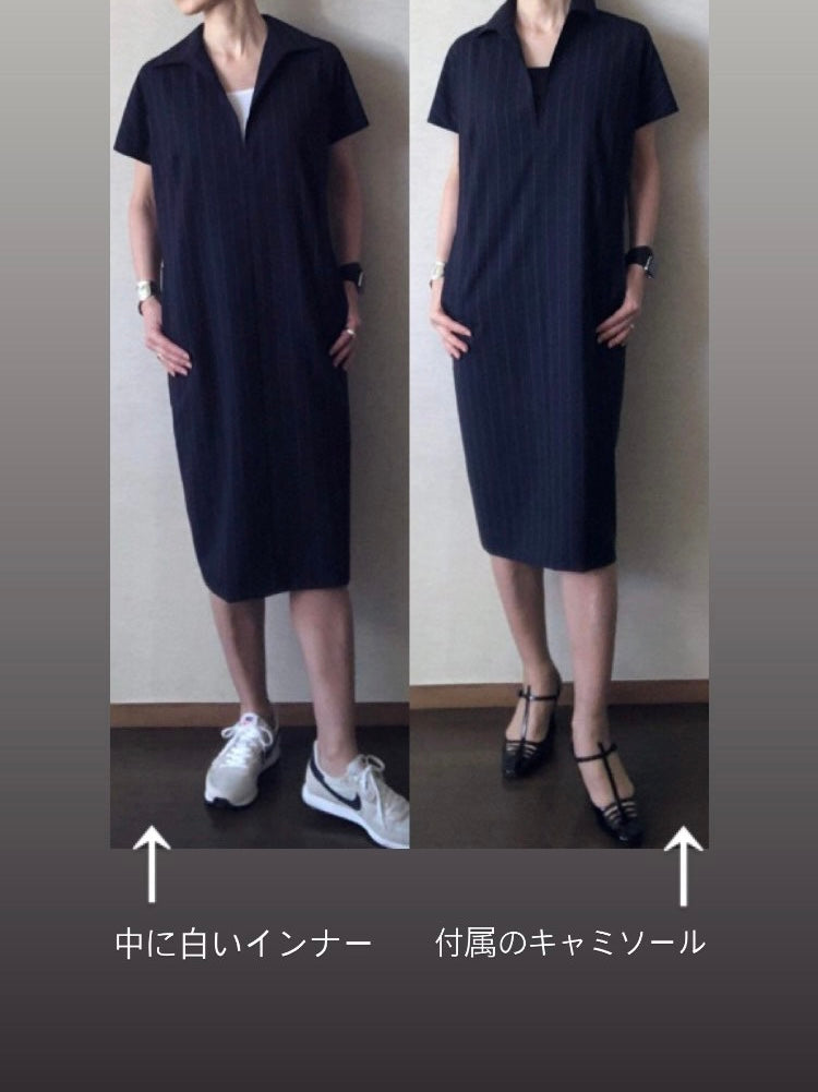 ネイビーピンストライプワンピースMH51