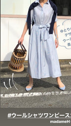 SSウールシャツワンピースストライプMH30