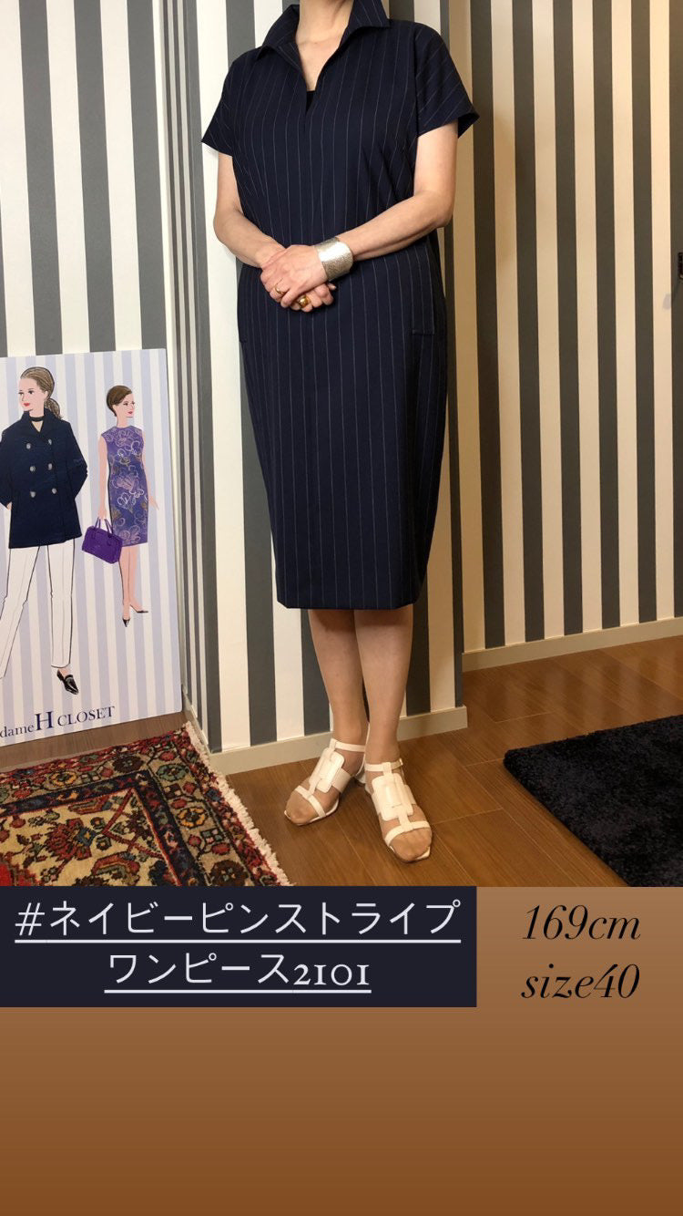 SSネイビーピンストライプワンピースMH51