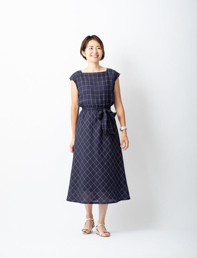 【10,000円OFF】麻スクエアネックワンピースMH121