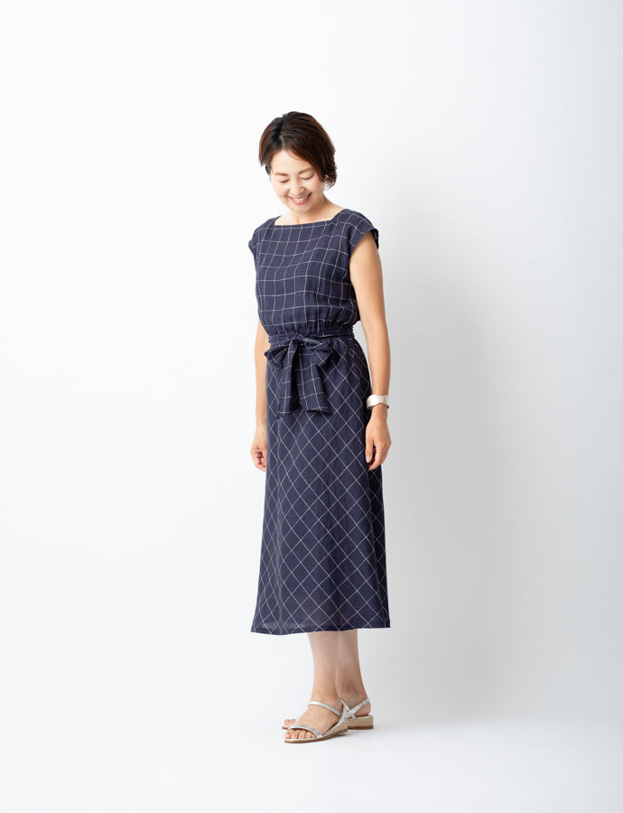 【10,000円OFF】麻スクエアネックワンピースMH121