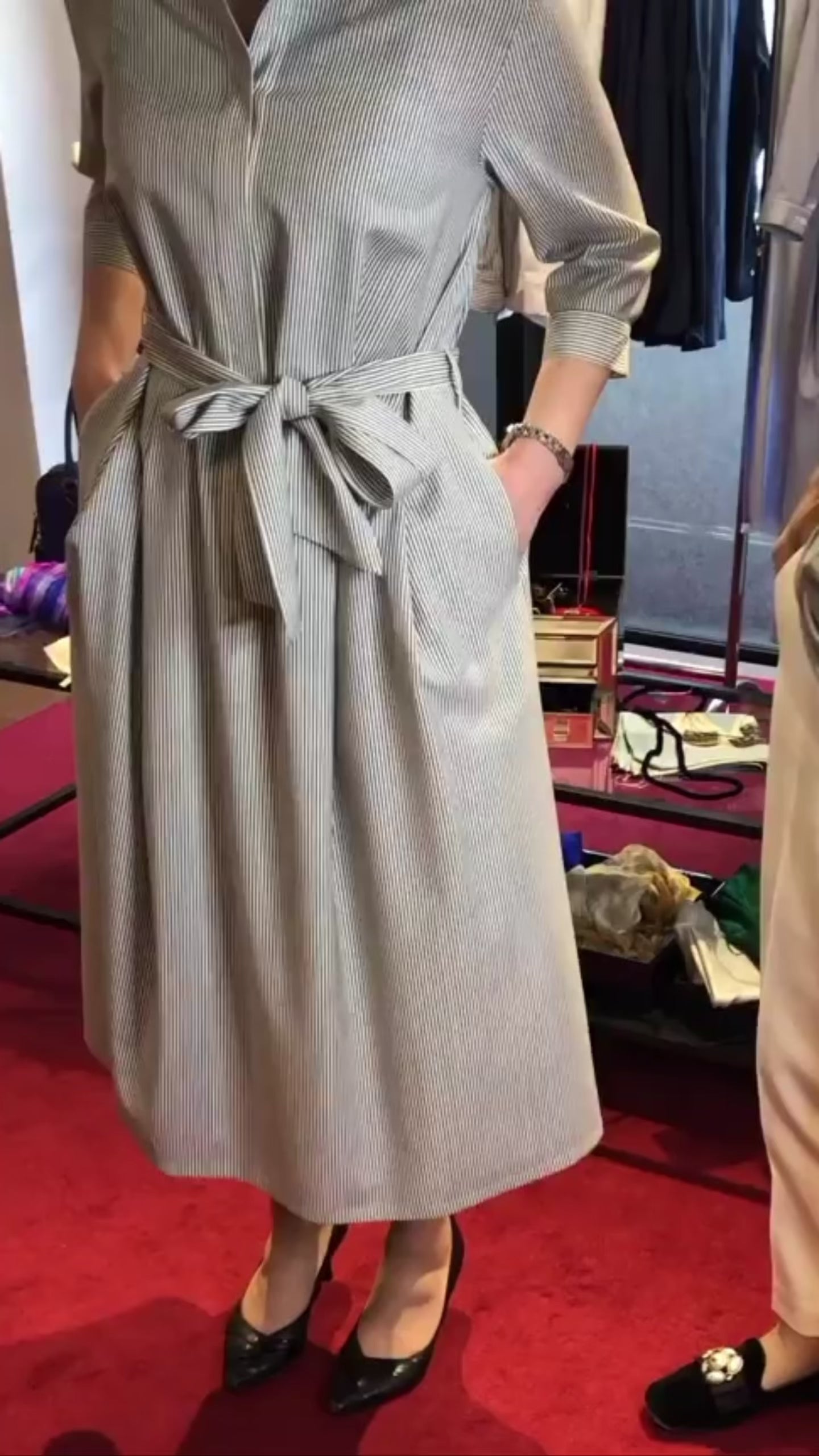 ウールシャツワンピースストライプMH30